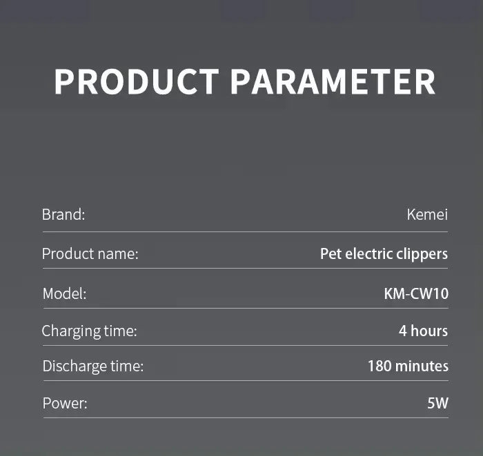 Rechargeable Pet Hair Clipper Trimmer