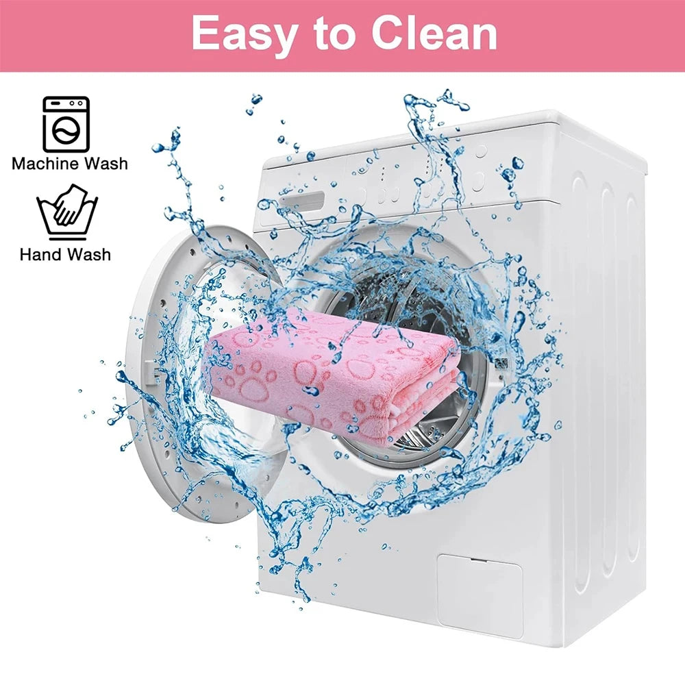 Soft Fluffy Paw Print Pet Blanket