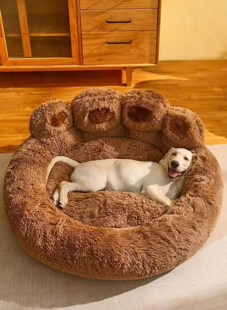 Cute Bear Paw Plush Dog & Cat Bed