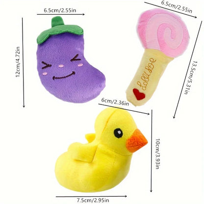 Plush Squeaky Puppy Chew Toys Set