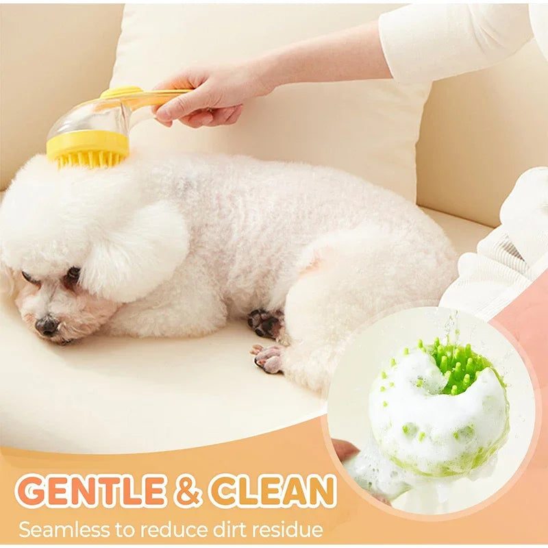 2-in-1 Long Handle Pet Bath Brush with Dispenser