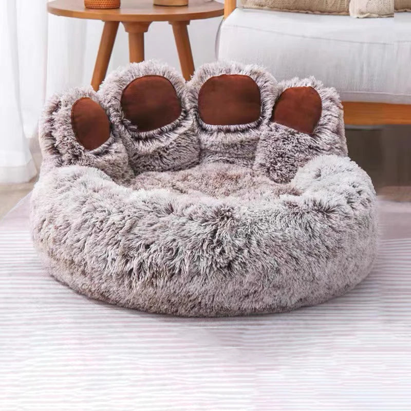 Cute Bear Paw Plush Dog & Cat Bed