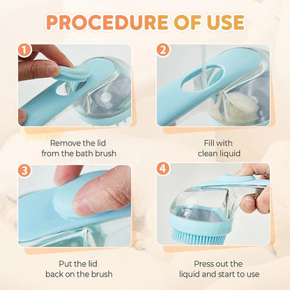 2-in-1 Long Handle Pet Bath Brush with Dispenser