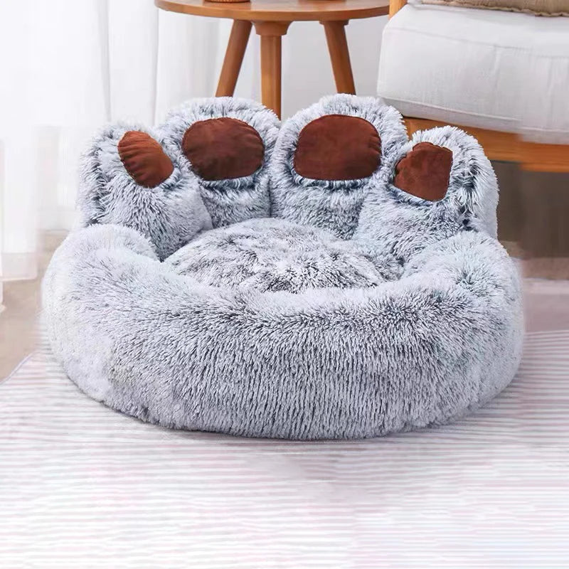 Cute Bear Paw Plush Dog & Cat Bed