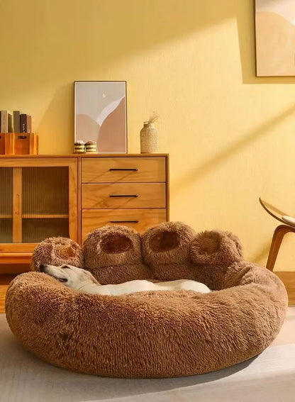 Cute Bear Paw Plush Dog & Cat Bed