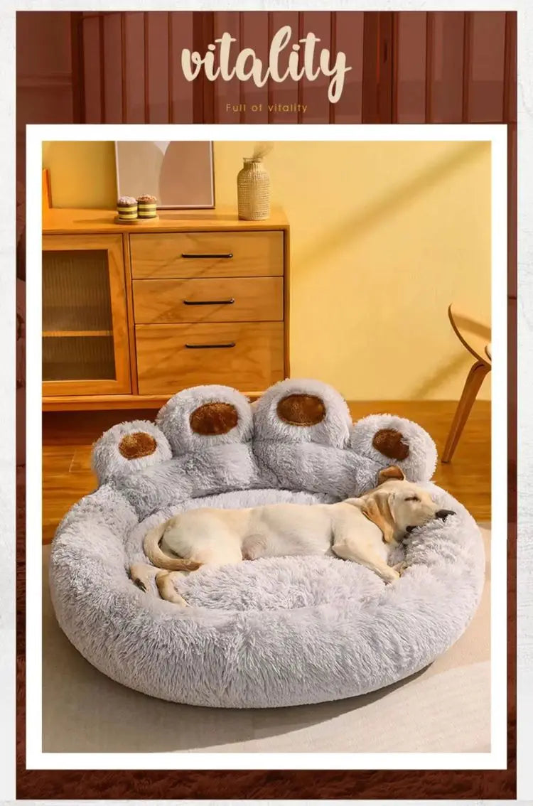 Cute Bear Paw Plush Dog & Cat Bed