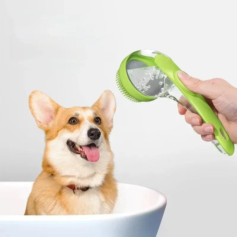 2-in-1 Long Handle Pet Bath Brush with Dispenser