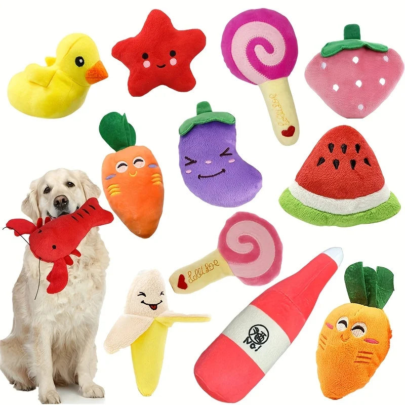 Plush Squeaky Puppy Chew Toys Set