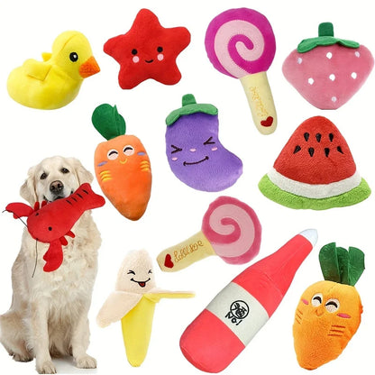 Plush Squeaky Puppy Chew Toys Set
