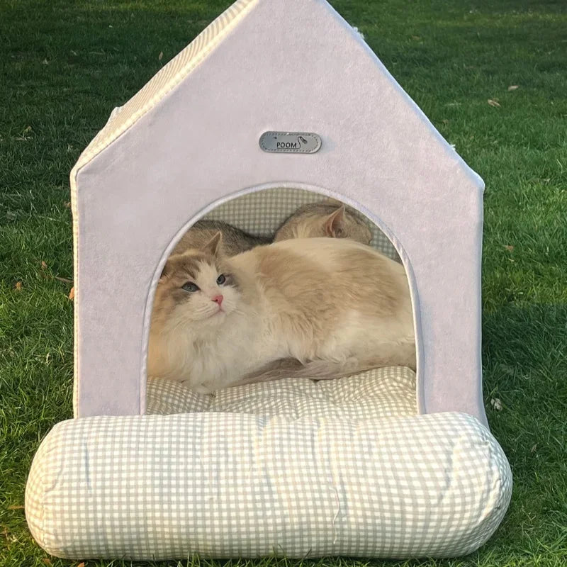 Foldable Winter Warm Pet House Bed