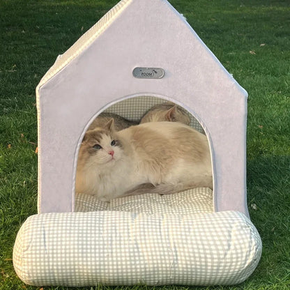 Foldable Winter Warm Pet House Bed