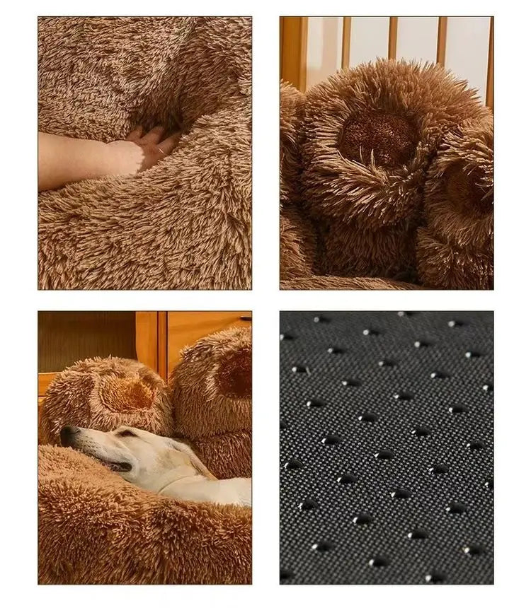 Cute Bear Paw Plush Dog & Cat Bed
