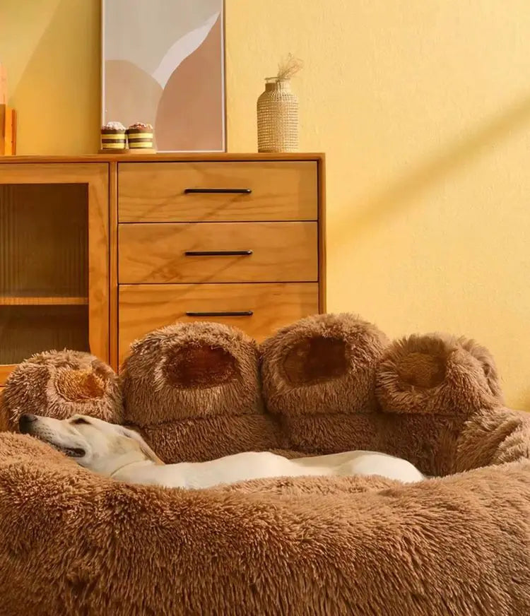 Cute Bear Paw Plush Dog & Cat Bed