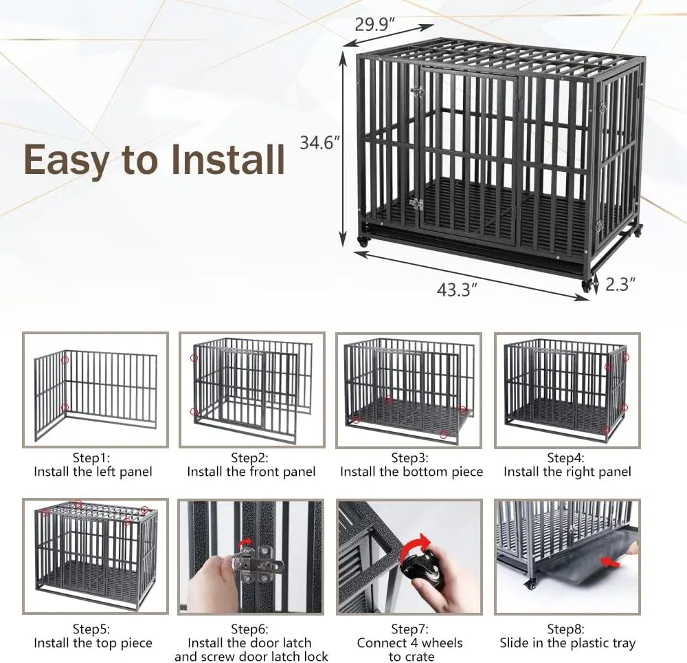 42-Inch Heavy Duty Metal Dog Crate