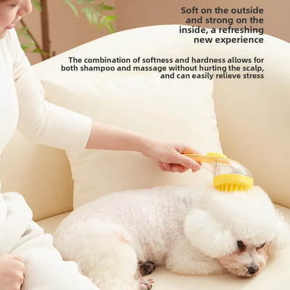 2-in-1 Long Handle Pet Bath Brush with Dispenser