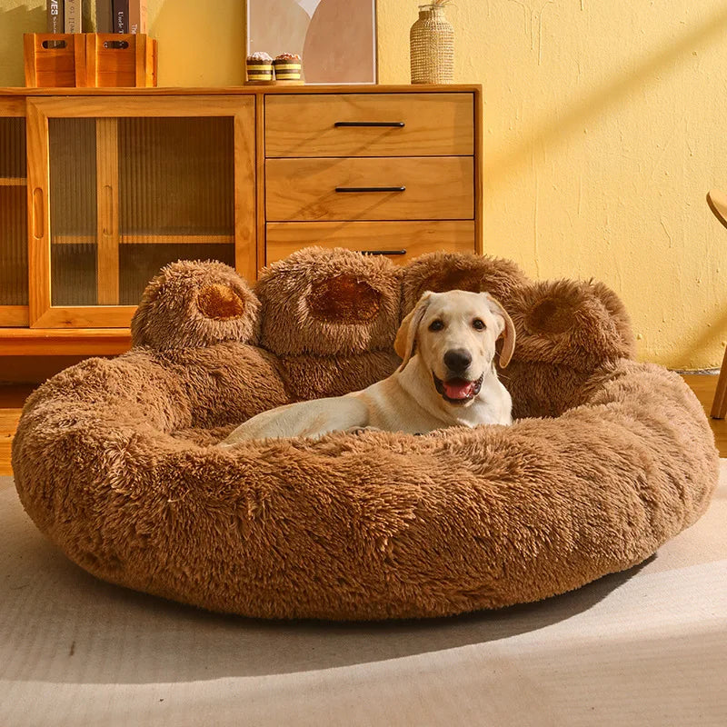 Cute Bear Paw Plush Dog & Cat Bed