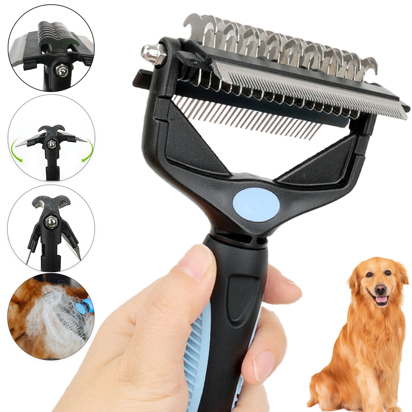 3-in-1 Pet Deshedding Grooming Brush