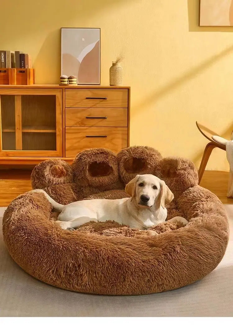 Cute Bear Paw Plush Dog & Cat Bed